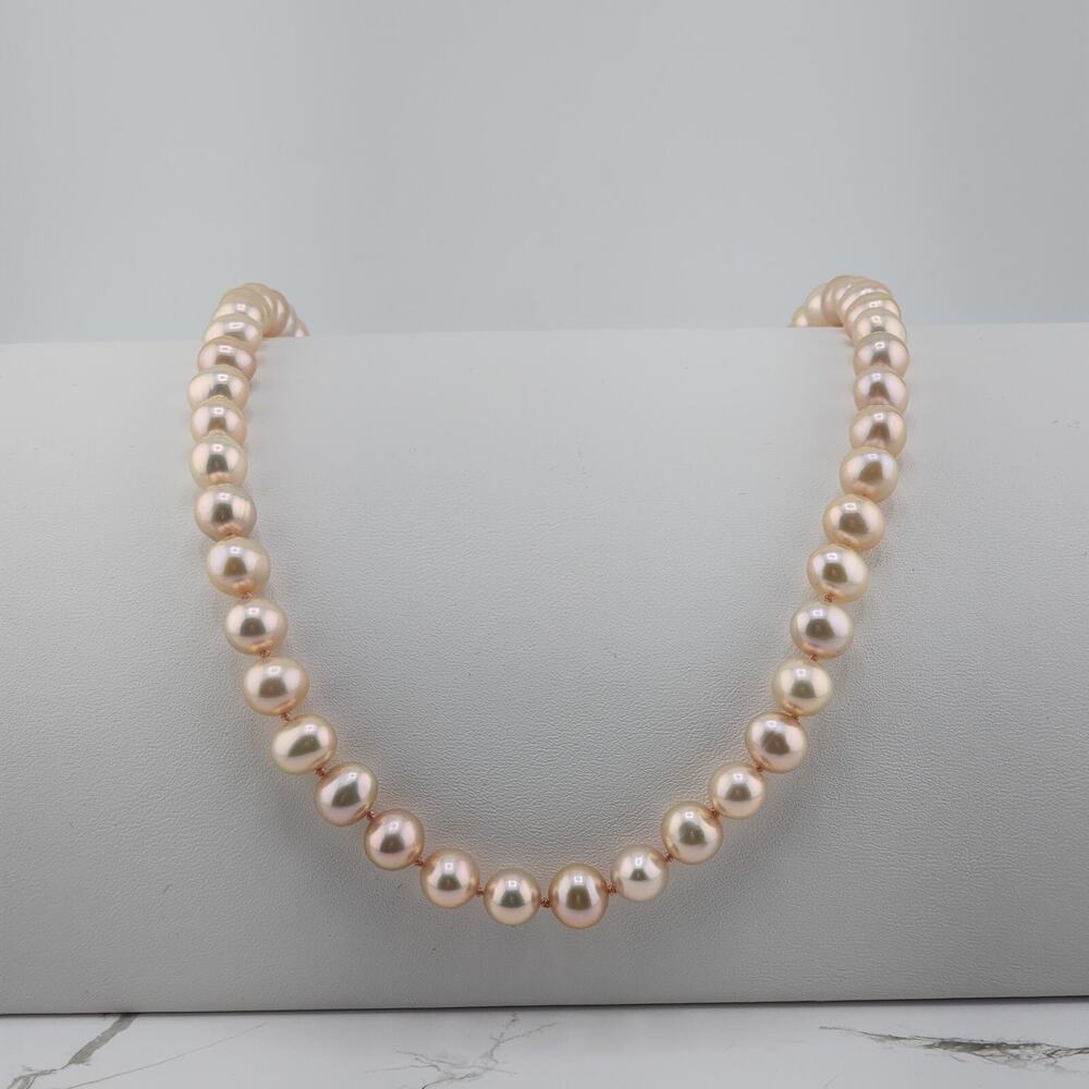 OliveNFigs 8MM Rose Crystal Pearl Necklace 18"